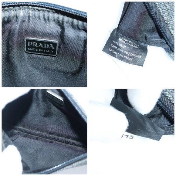 PRADA Pouch Wool Black Auth ti2350 - Picture 15 of 16